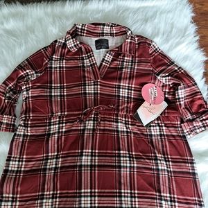 Love Maternity Women's Red Plaid Dress